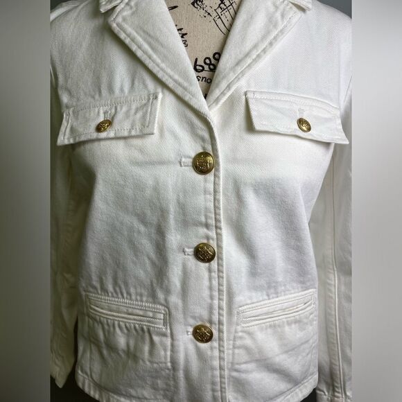 J.Crew Denim blazer-jacket in white NWT Size 0 - Picture 3 of 11